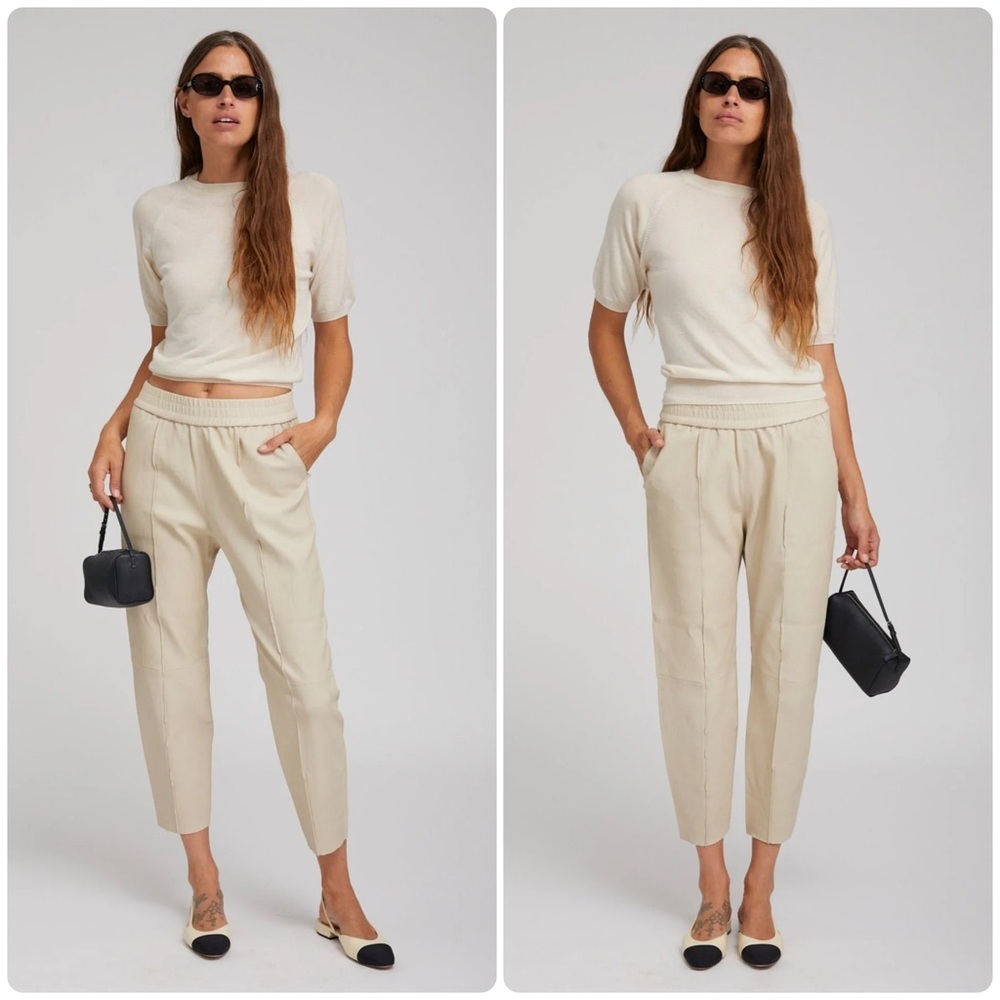 New! SPRWMN LA Beige Leather Jogger Trouser 🤍 Medium